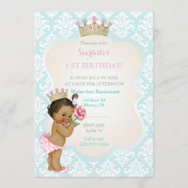 Etnische Prinses Baby Meisje Gouden Kroon Aqua Roz Kaart