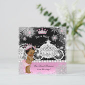 Etnische prinses Baby shower Carriage Pink Black Kaart (Staand voorkant)