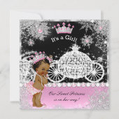 Etnische prinses Baby shower Carriage Pink Black Kaart (Voorkant)