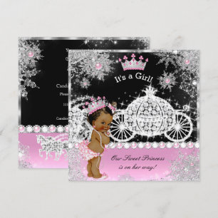Etnische prinses Baby shower Carriage Pink Black Kaart