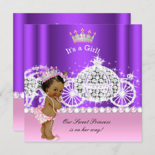 Etnische prinses Baby shower Carriage Pink Paars Kaart