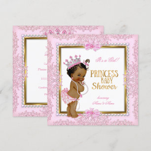 Etnische prinses baby shower goud roze parels kant kaart