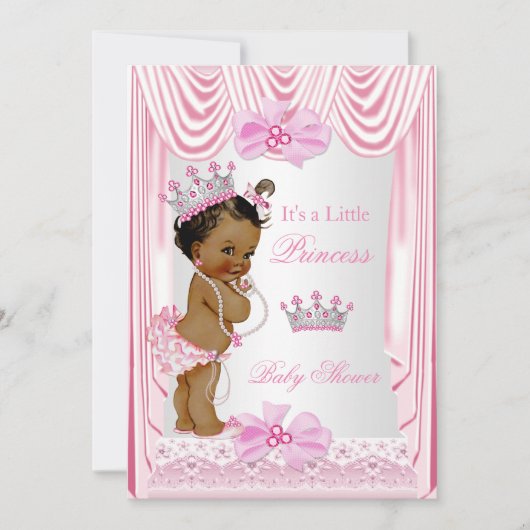 Etnische prinses Baby shower Meisje Roze Zijde Zij Kaart (Voorkant)