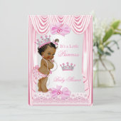 Etnische prinses Baby shower Meisje Roze Zijde Zij Kaart (Staand voorkant)