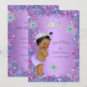 Etnische Prinses Baby Shower Paars Turquoise Blauw Kaart