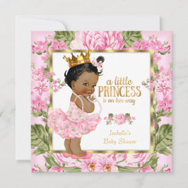 Etnische prinses Baby shower Pink Gold Roos Floral Kaart