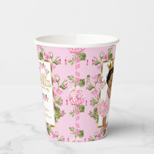 Etnische prinses Baby shower Pink Gold Roos Floral Papieren Bekers (Links)