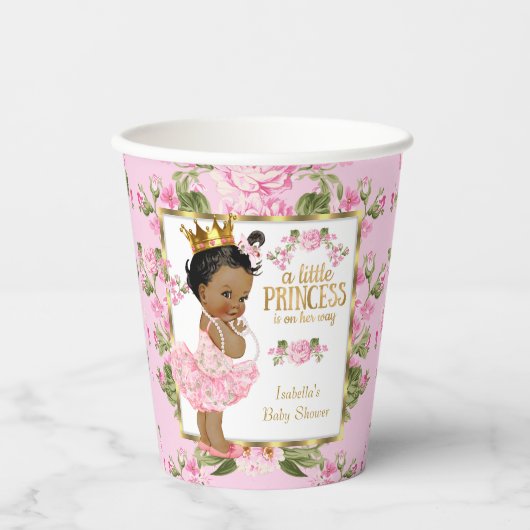 Etnische prinses Baby shower Pink Gold Roos Floral Papieren Bekers (Voorkant)