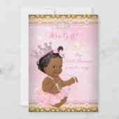 Etnische prinses Baby shower Pink Tutu Gold Tiara  Kaart (Voorkant)