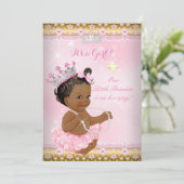 Etnische prinses Baby shower Pink Tutu Gold Tiara  Kaart (Staand voorkant)