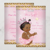 Etnische prinses Baby shower Pink Tutu Gold Tiara  Kaart (Voorkant / Achterkant)