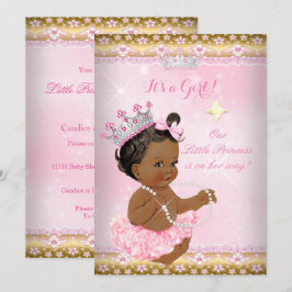 Etnische prinses Baby shower Pink Tutu Gold Tiara  Kaart