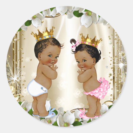 Etnische prinses, Baby shower Ronde Sticker (Voorkant)