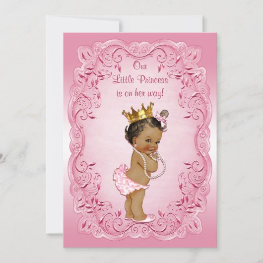 Etnische Prinses Baby shower Roze Fancy Lijst Kaart (Voorkant)