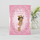 Etnische Prinses Baby shower Roze Fancy Lijst Kaart (Staand voorkant)