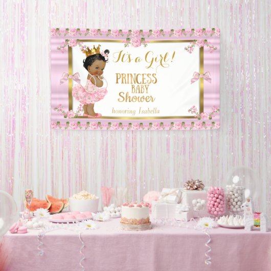 Etnische Prinses Baby shower Roze Goud Tutu Spandoek (Feest)