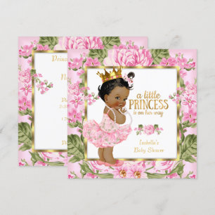 Etnische Prinses Baby Shower Roze Gouden Roos Bloe Kaart