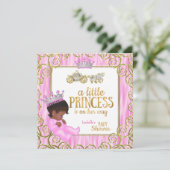 Etnische Prinses Baby Shower Roze Paardenkoets Kaart (Staand voorkant)