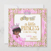Etnische Prinses Baby Shower Roze Paardenkoets Kaart (Voorkant)