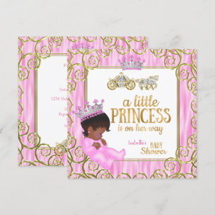 Etnische Prinses Baby Shower Roze Paardenkoets Kaart