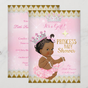 Etnische Prinses Baby Shower Roze Tutu Goud Kaart
