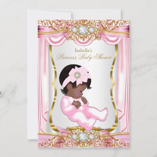 Etnische prinses Baby shower Roze Zijzijde Goud Kaart (Voorkant)