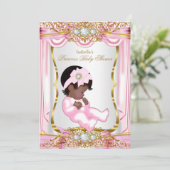 Etnische prinses Baby shower Roze Zijzijde Goud Kaart (Staand voorkant)