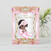 Etnische  prinses Baby shower Roze Zijzijde Goud Kaart (Staand voorkant)
