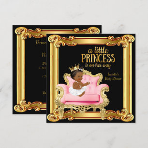 Etnische Prinses Baby Shower Zwart Roze Gouden Sto Kaart