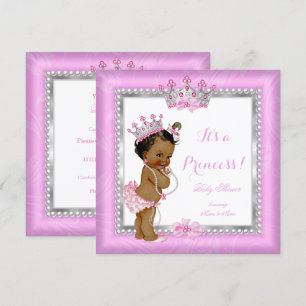 Etnische Prinses Babyshower Roze Zilveren Parel Kaart