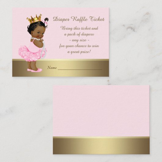 Etnische Prinses Ballerina Luier Raffle Ticket Informatiekaartje (Voorkant / Achterkant)