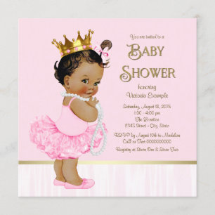 Etnische Prinses Ballerina Roze Goud Baby shower Kaart