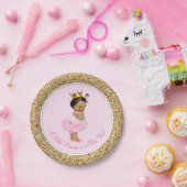 Etnische Prinses Ballerina Roze Goud Baby shower Papieren Bordje (Feest)