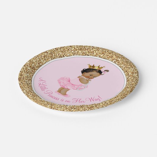 Etnische Prinses Ballerina Roze Goud Baby shower Papieren Bordje (Gekanteld)