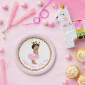 Etnische Prinses Ballerina Roze Goud Baby shower Papieren Bordje (Feest)