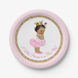 Etnische Prinses Ballerina Roze Goud Baby shower Papieren Bordje