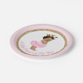 Etnische Prinses Ballerina Roze Goud Baby shower Papieren Bordje (Gekanteld)