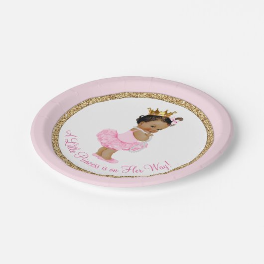 Etnische Prinses Ballerina Roze Goud Baby shower Papieren Bordje (Gekanteld)