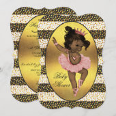 Etnische Prinses Ballerina Stripes Stippen Baby sh Kaart (Voorkant / Achterkant)