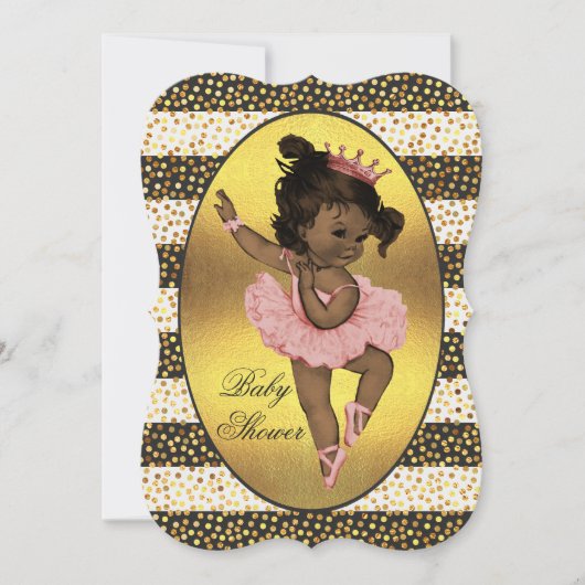 Etnische Prinses Ballerina Stripes Stippen Baby sh Kaart (Voorkant)