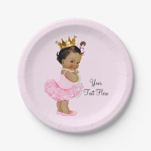 Etnische Prinses Ballerina Tutu Parels Baby Shower Papieren Bordje