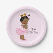 Etnische Prinses Ballerina Tutu Pearls Baby shower Papieren Bordje (Voorkant)