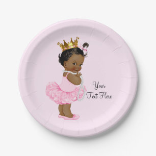 Etnische Prinses Ballerina Tutu Pearls Baby shower Papieren Bordje