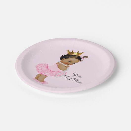 Etnische Prinses Ballerina Tutu Pearls Baby shower Papieren Bordje (Gekanteld)