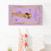 Etnische Prinses Butterflies Lavender Baby shower Spandoek (Insitu)
