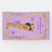 Etnische Prinses Butterflies Lavender Baby shower Spandoek (Horizontaal)