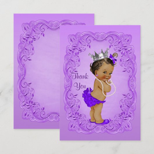 Etnische prinses Dank u Baby shower Paarse Lijst Bedankkaart (Voorkant / Achterkant)