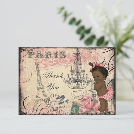 Etnische Prinses Eiffeltoren Kroonluchter Dank u Bedankkaart (Staand voorkant)