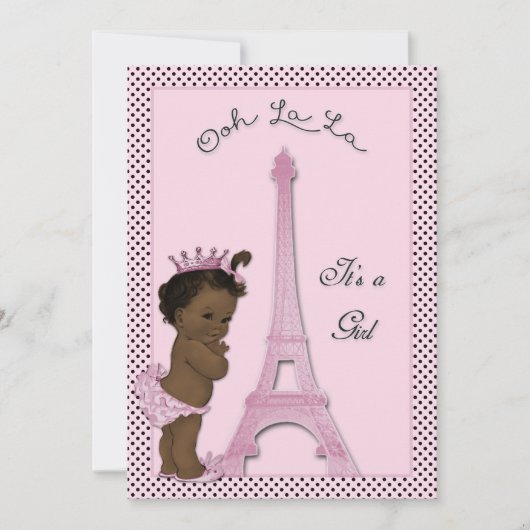 Etnische prinses Eiffeltoren Polka Dot Baby shower Kaart (Voorkant)