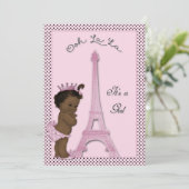 Etnische prinses Eiffeltoren Polka Dot Baby shower Kaart (Staand voorkant)